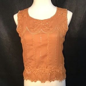Vintage Beaded Sleeveless Blouse